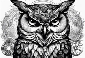 Owl in a steampunk style tattoo idea
