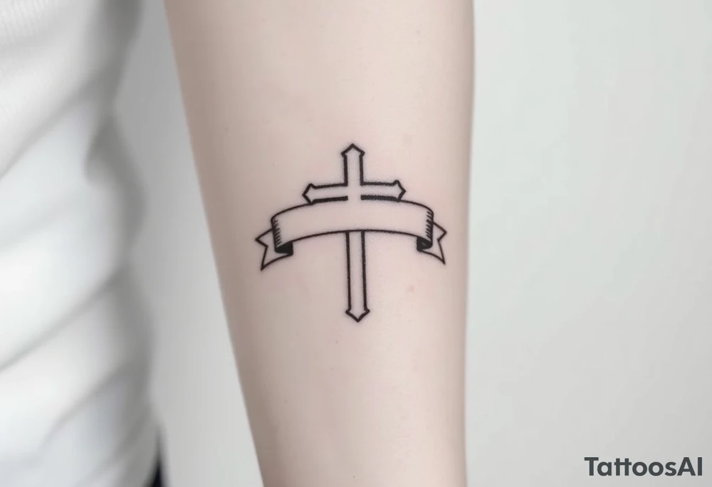 Cross a banner
Around it tattoo idea