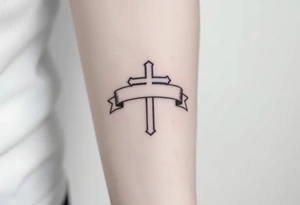 Cross a banner
Around it tattoo idea