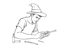 Young guy is exploring witch supplies, tools, equipment tattoo idea