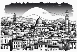 israel city vector vignette tattoo idea