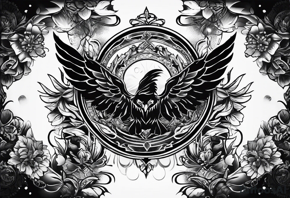 Forearm symbol of war and peace horizontal tattoo idea