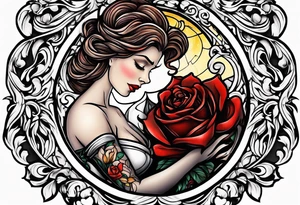 Passionate Beauty and the Beast embrace tattoo idea