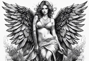 fallen angel with gradient changes tattoo idea