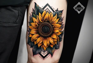 sunflower on knee tattoo idea