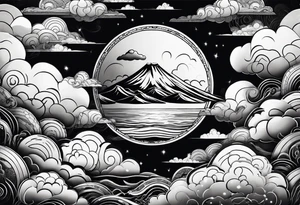 japanese clouds encirkling earth tattoo idea