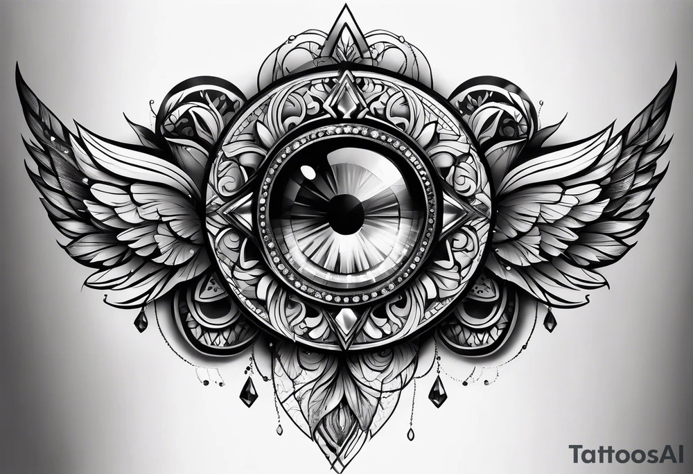 Sleeve on the forearm with a diamond in the middle tattoo idea