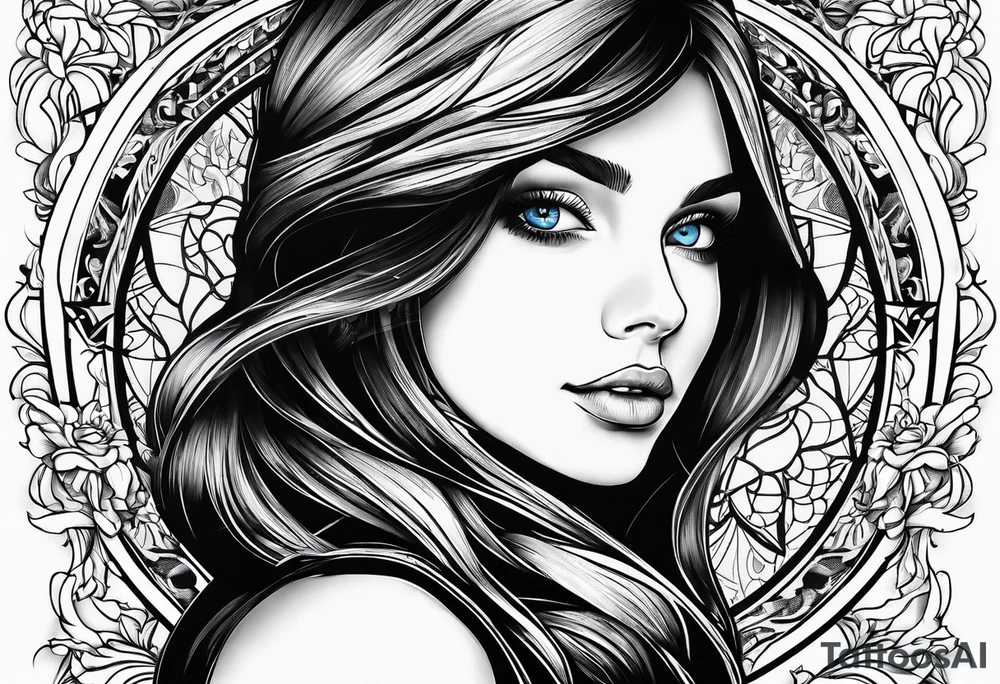 A girl with blue eyes tattoo idea