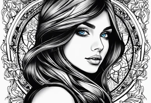 A girl with blue eyes tattoo idea
