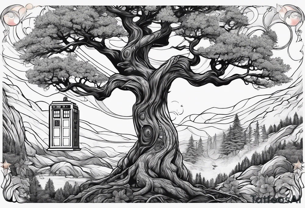 Tree with Star wars and a tardis tattoo idea