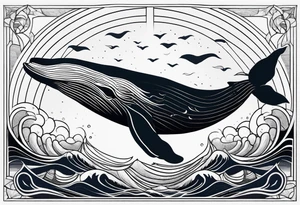 Whale ascending towards light tattoo idea