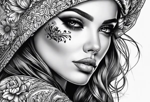 woman face with a skull tattoo idea