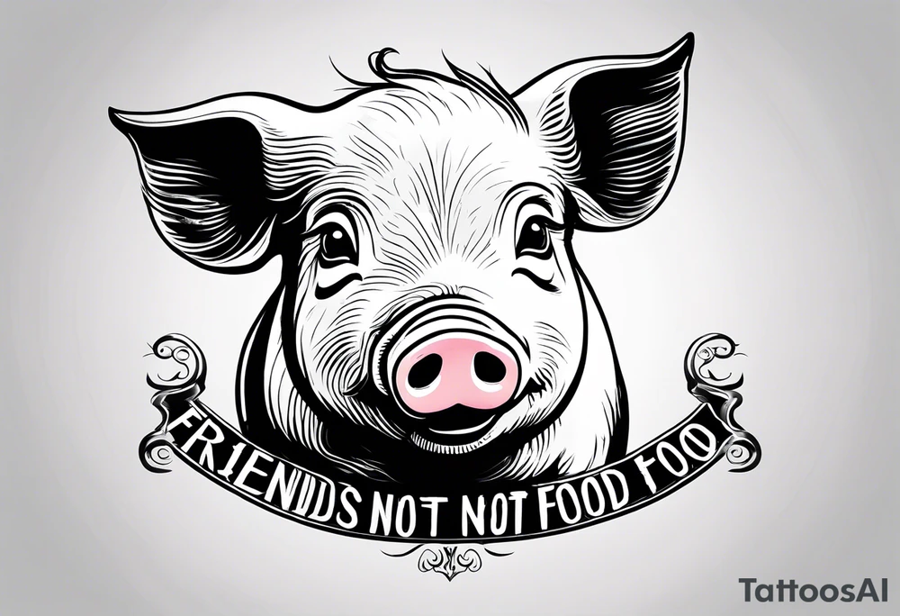 cute pig or piglet.
with text: "friends not food" tattoo idea
