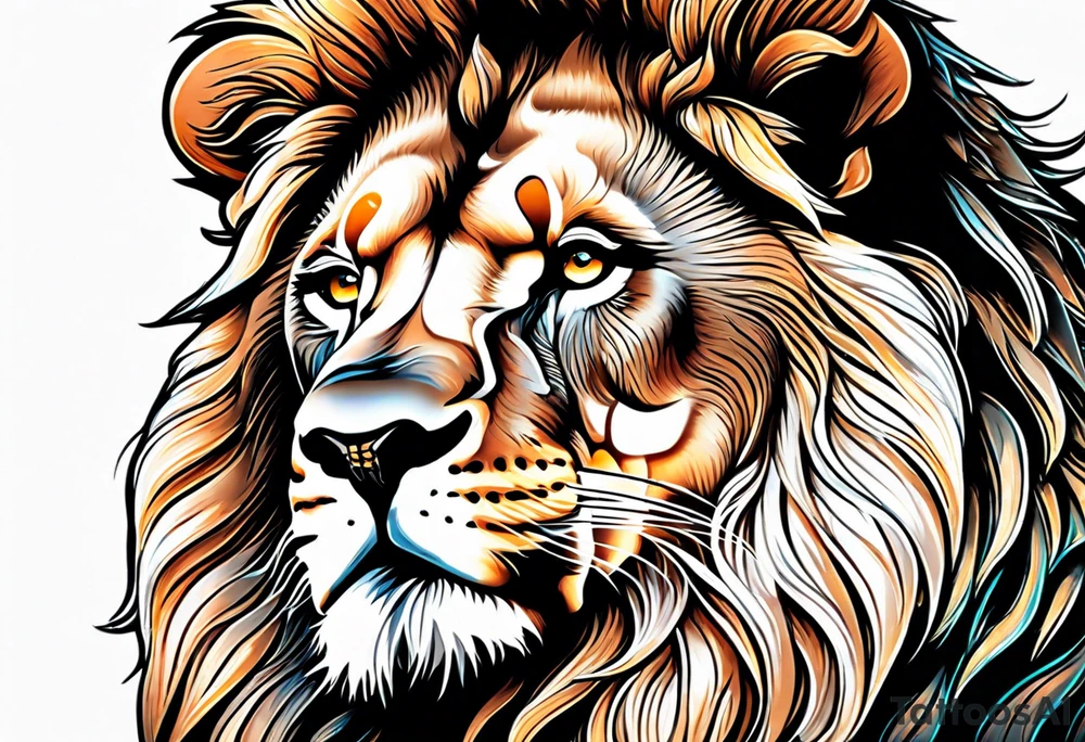 powerful majestic lion, close-up tattoo idea