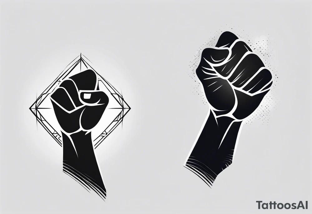 A clenched fist on the back using negative space techniques tattoo idea A clenched fist on the back using negative space techniques tattoo idea