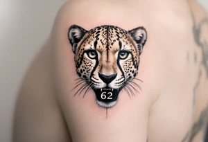 cheetah with the number 62 in its mouth tattoo idea