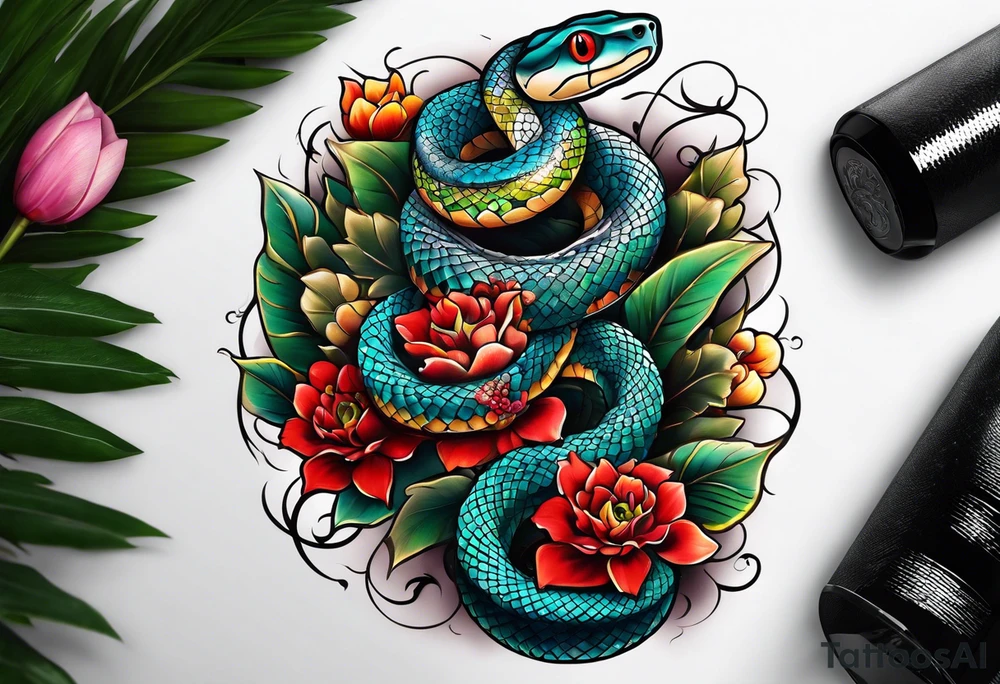 Half sleeve, snake tattoo idea