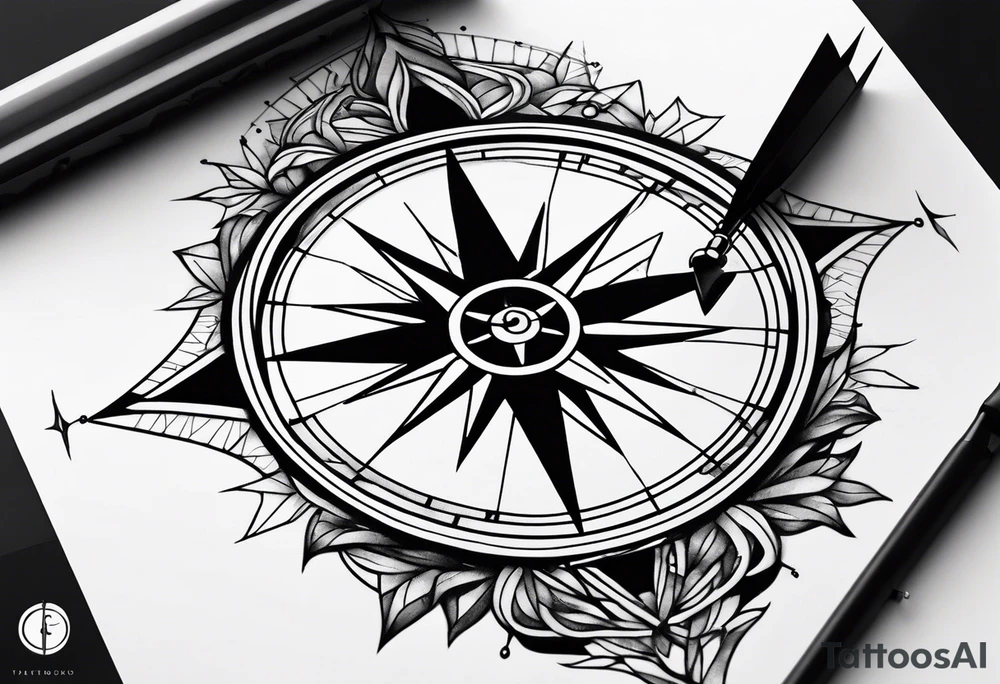glass broken on compass tattoo idea