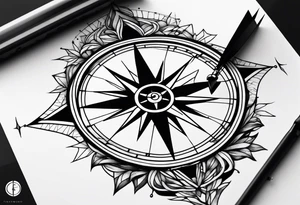 glass broken on compass tattoo idea