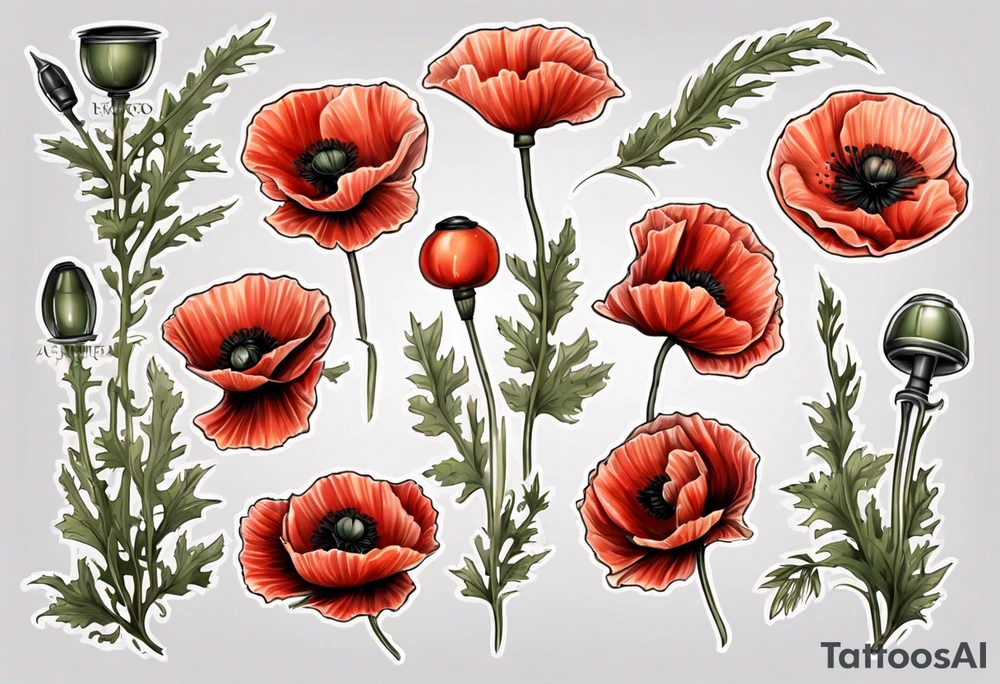 POPPIES AND MILTARY tattoo idea