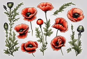 POPPIES AND MILTARY tattoo idea