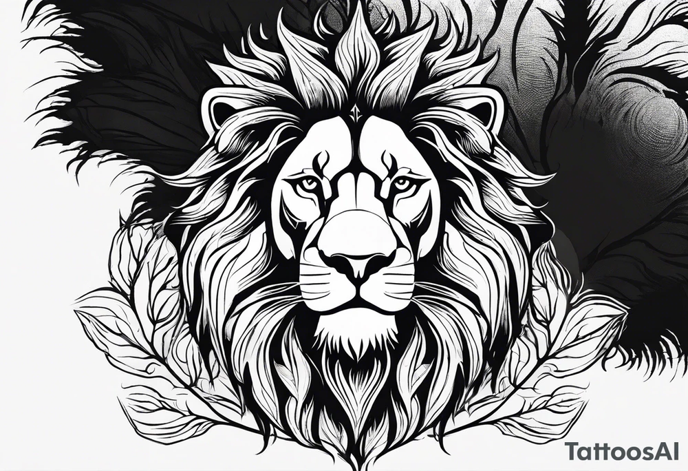Lion of Judah: Below the crest, towards the wrist, add a stylized, regal Lion of Judah with piercing eyes, symbolizing the power and sovereignty of God. The lion could be subtly integrated with maple leaves or abstract waves that flow around the forearm, symbolizing God’s protection over your family.

The lion within the maple tree tattoo idea