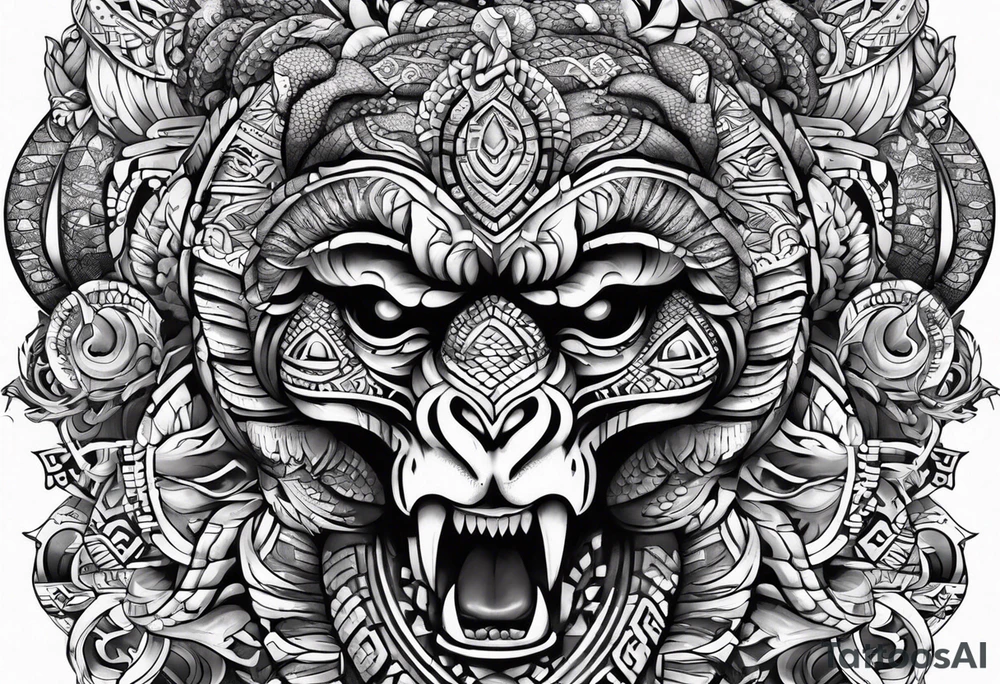 aztec snake sleeve tattoo idea