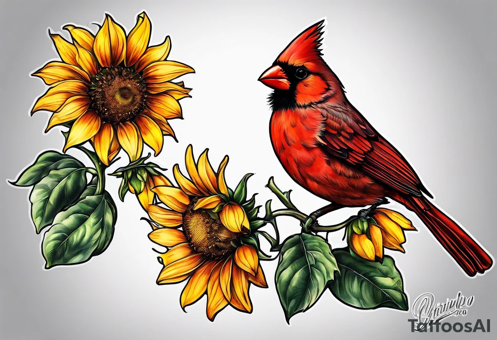 Cardinal sunflower tattoo idea