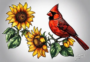 Cardinal sunflower tattoo idea