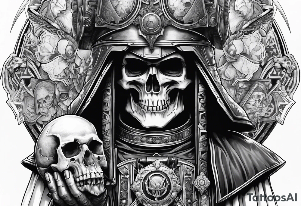 Warhammer 40k technopriest, holding the skull in hand tattoo idea