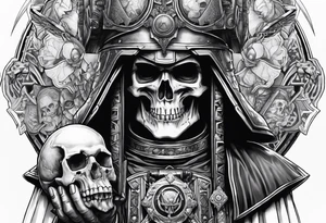 Warhammer 40k technopriest, holding the skull in hand tattoo idea