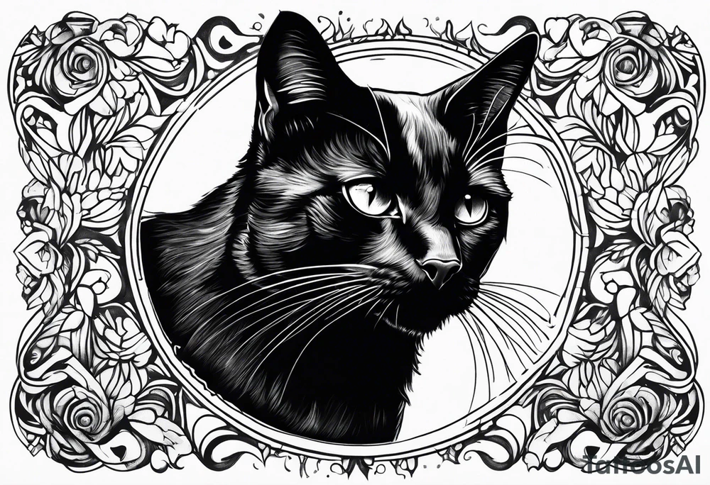 Black cat tattoo idea