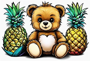 Teddy bear and a pineapple tattoo idea