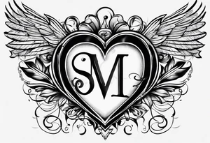 Heart with the letters SM tattoo idea