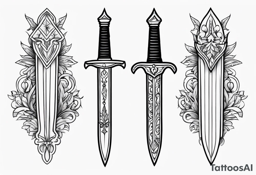 Dagger in traditionel American style tattoo idea