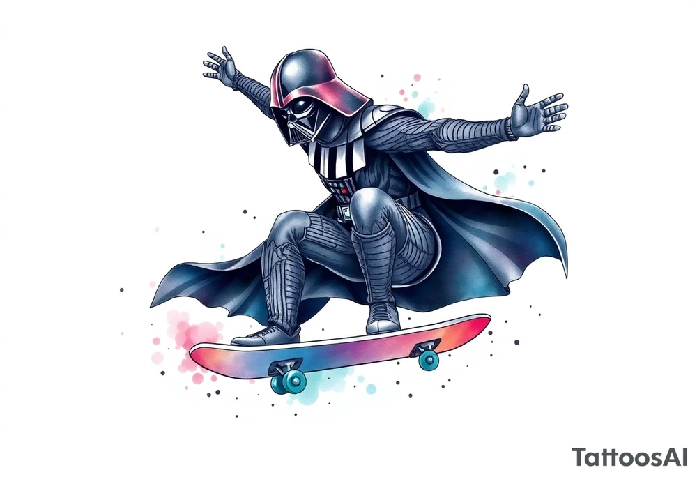 Skateboarding Darth Vader tattoo idea