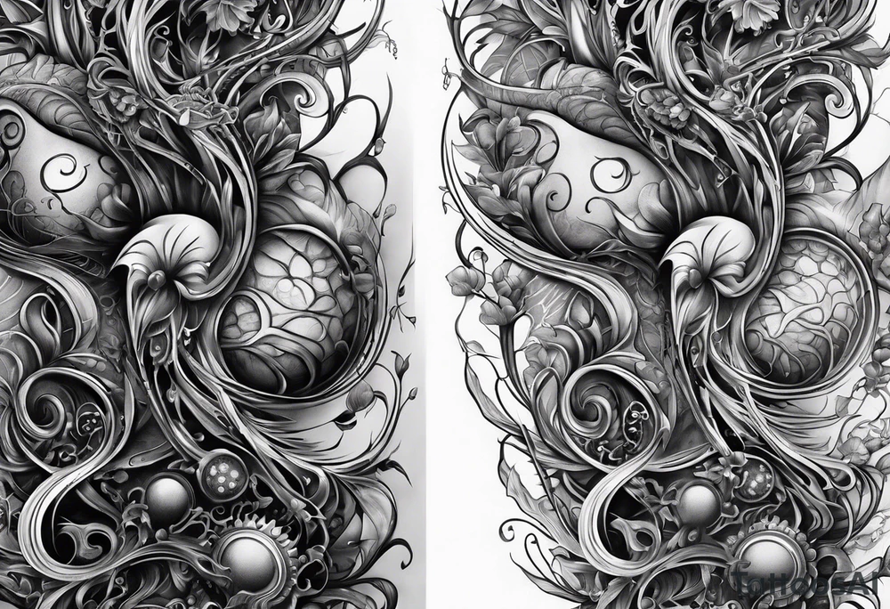 scifi plants vines arm sleeve tattoo idea