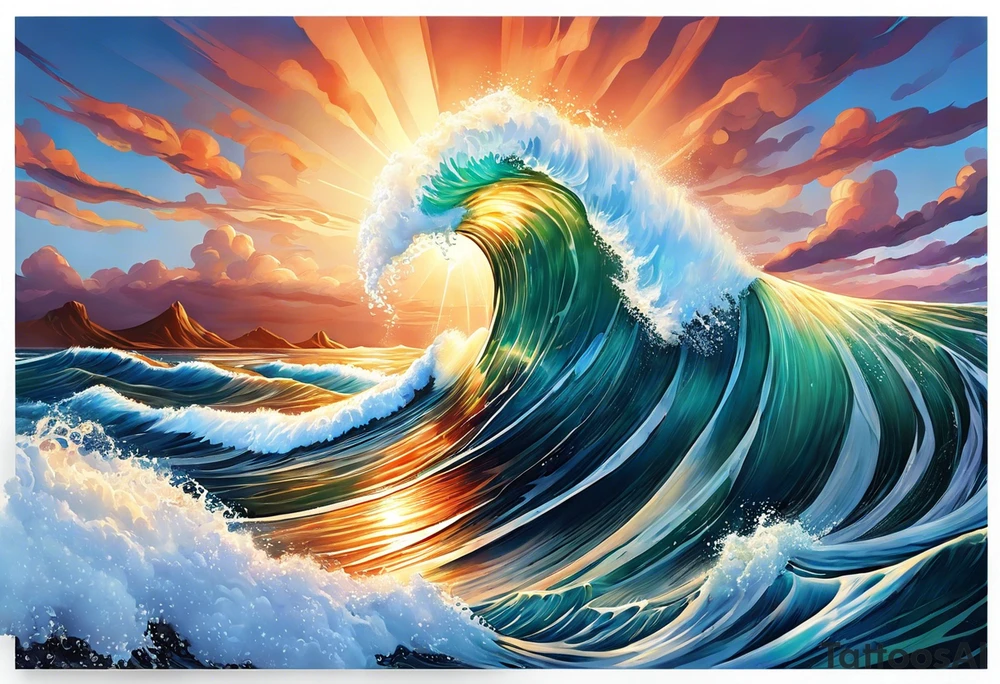 wave;  
"come what may"; outside forearm not an oval tattoo idea