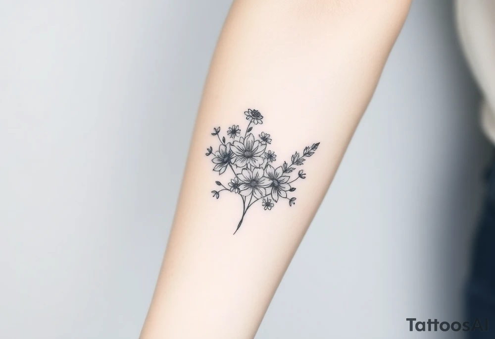 Wild flowers clustered together tattoo idea