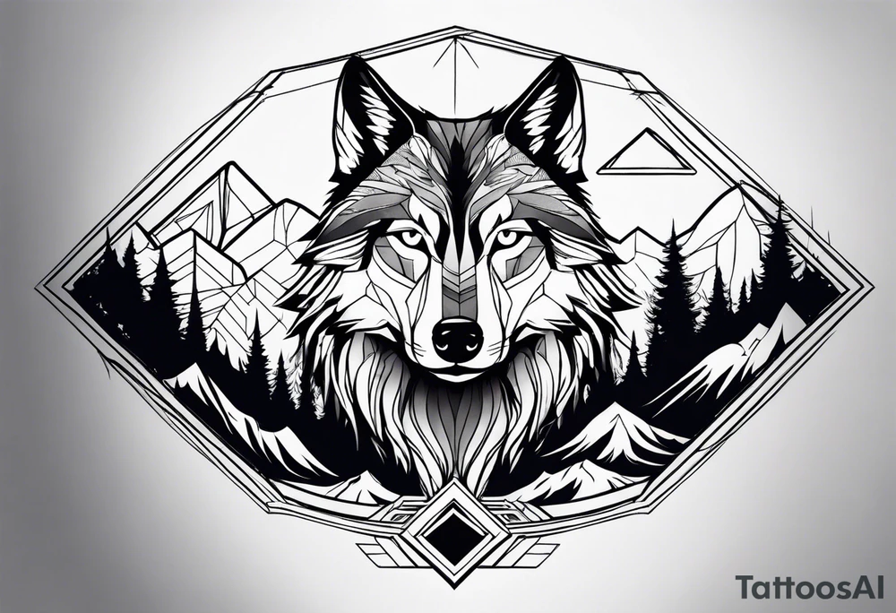 Mountains, wolf eyes underneath tattoo idea