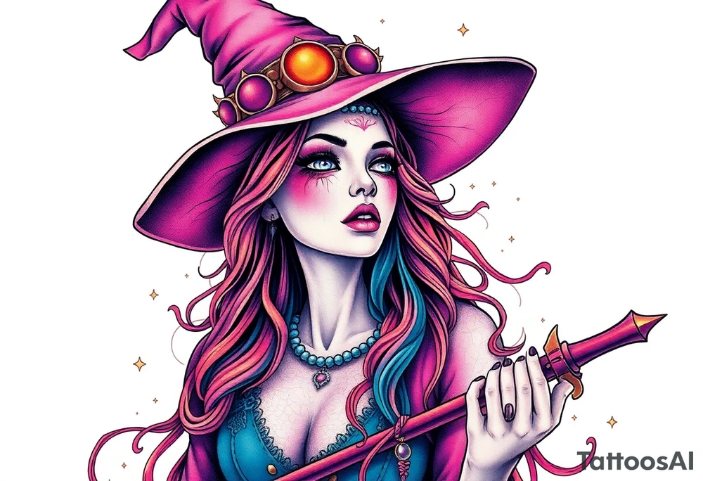 Witch young woman tattoo idea