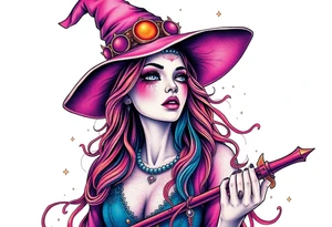 Witch young woman tattoo idea