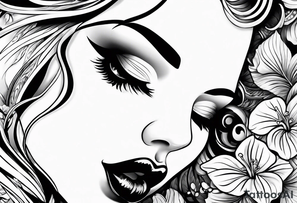 sexy open lips tattoo idea