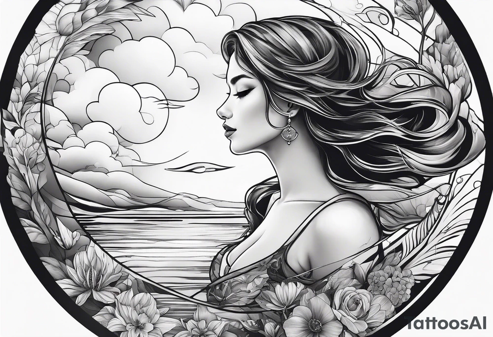 girl floating on still water
aerial view tattoo idea