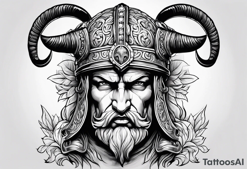 Roman soldier, ram's horns, tattoo idea