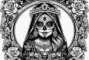 mexican style santa muerte tattoo for chest tattoo idea