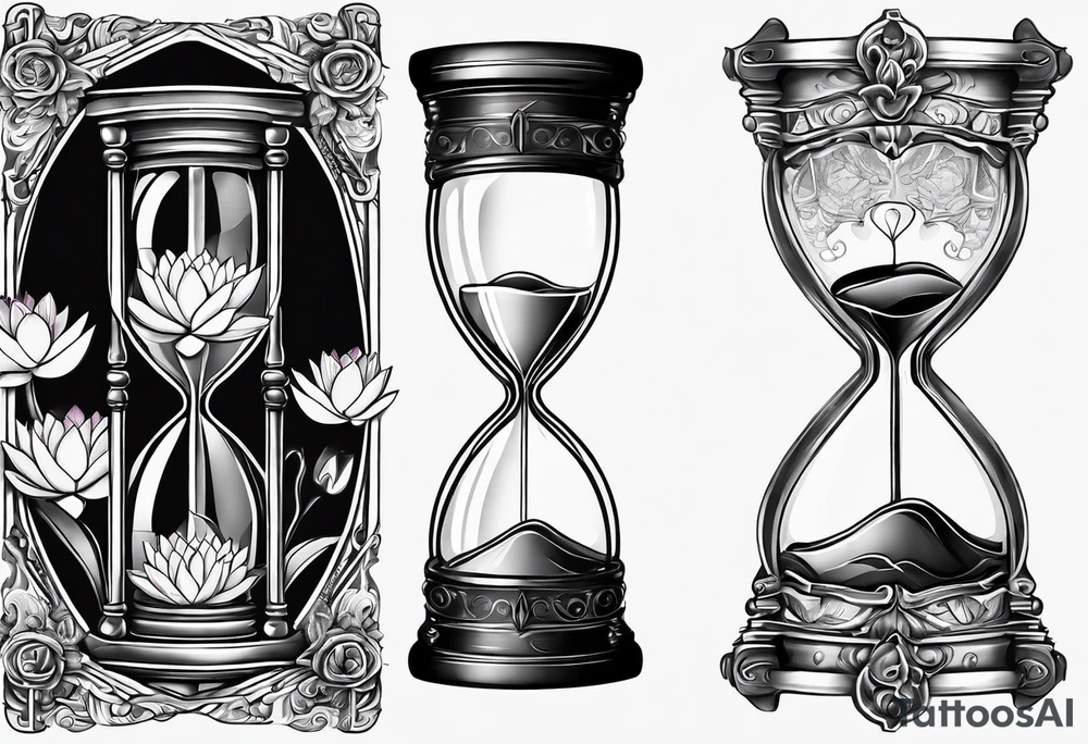 Hourglass with waterlily tattoo idea