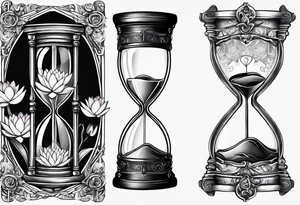 Hourglass with waterlily tattoo idea