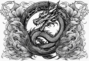 dragon around a katana sword tattoo idea
