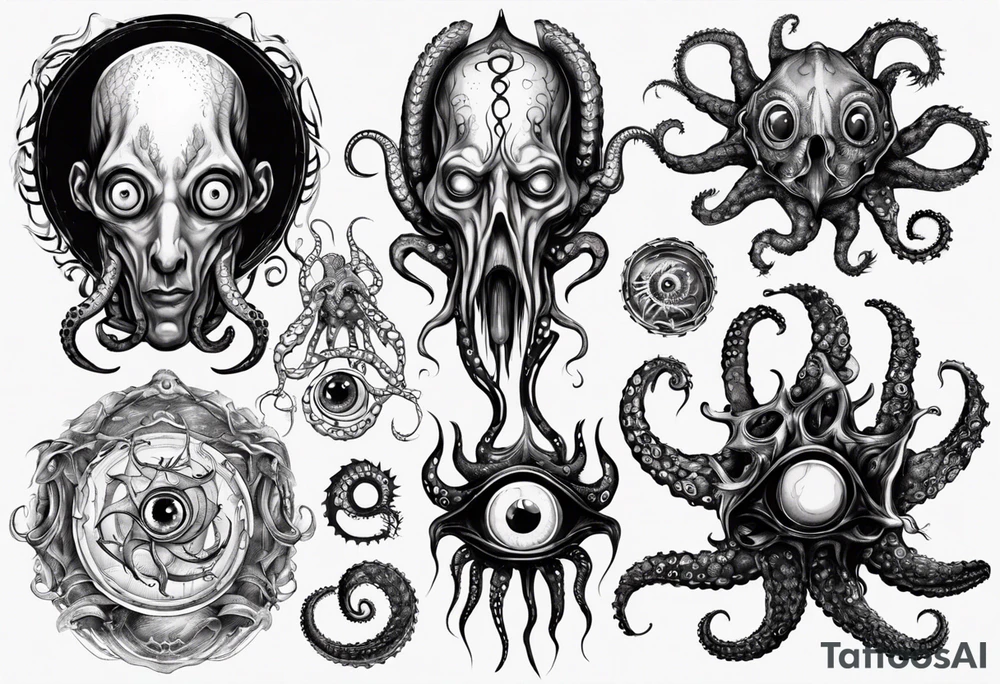 lovecraft theme with tentacle+++ and eyes tattoo idea lovecraft theme with tentacle+++ and eyes tattoo idea